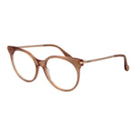 Max Mara Pink Women Glasses Frame in full-rim rose acetate, round style with demo lenses, includes branded case.