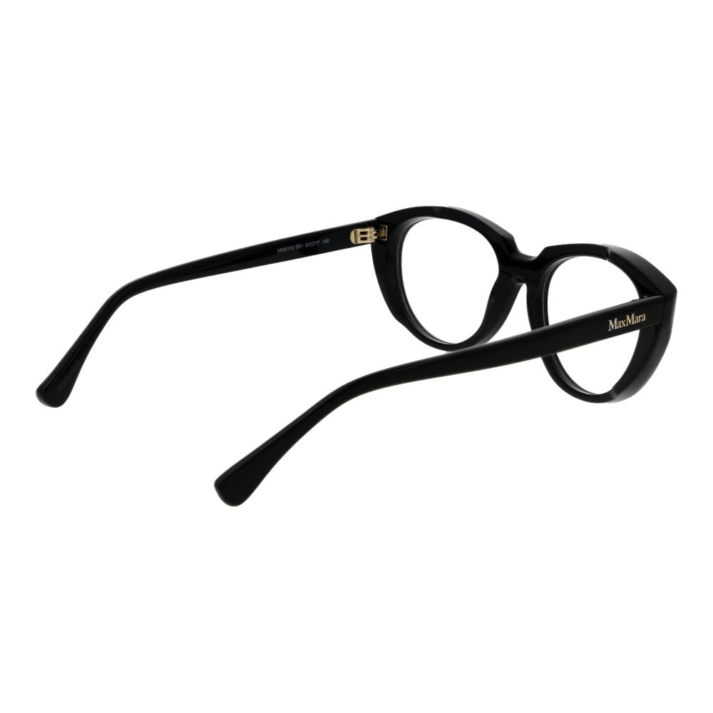 Max Mara Black Women Glasses Frame, acetate, full-rim, cat eye style with demo lenses, featuring branded temples.