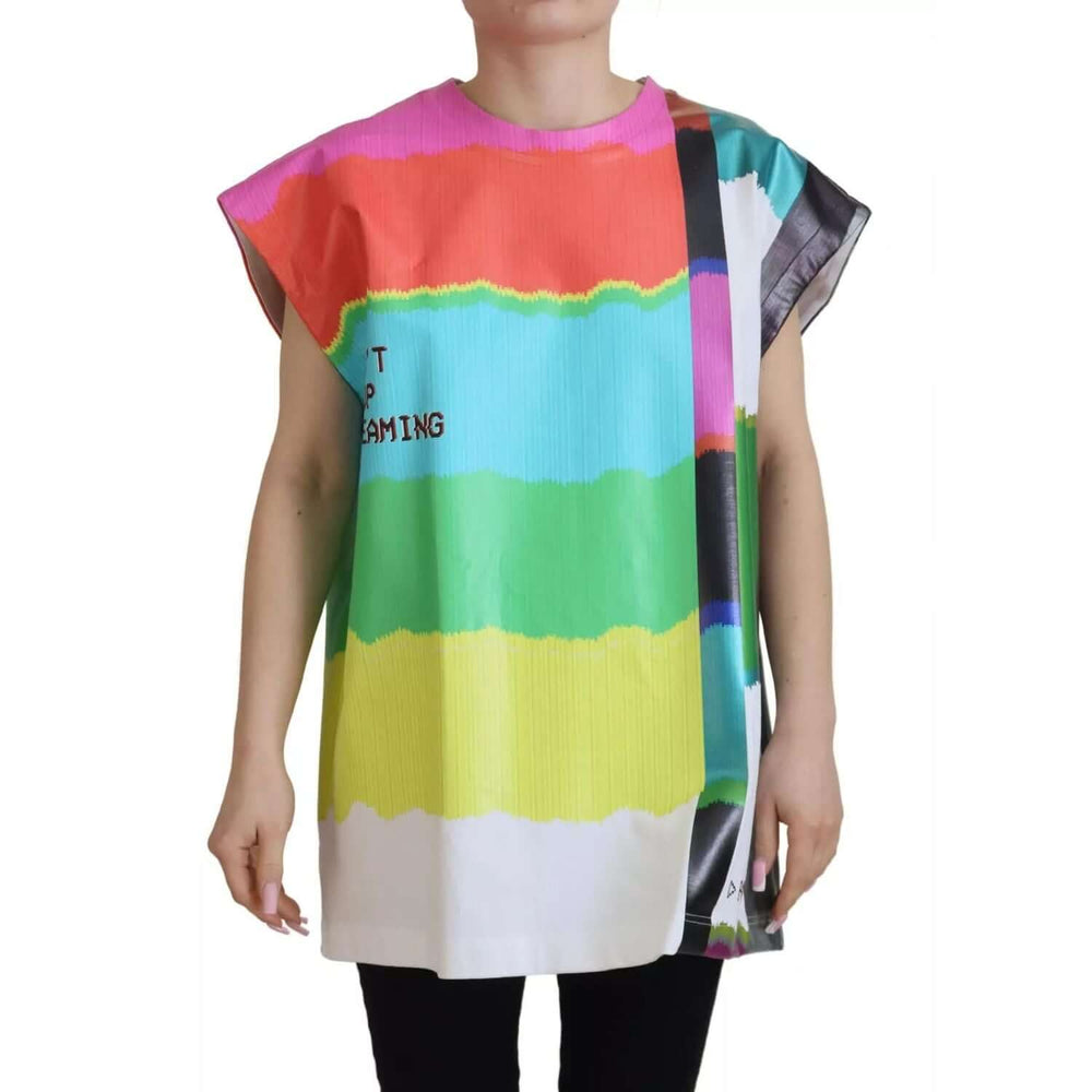 Dolce & Gabbana Multicolor Print Blouse Cotton Tank TV Print T-shirt TSH83239-36