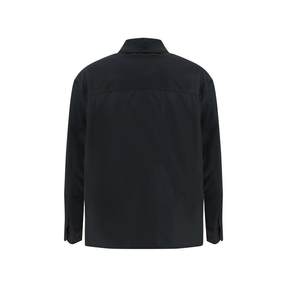 Ami Paris Black Polyester Coat rear view showcasing the water-repellent fabric and padded design.