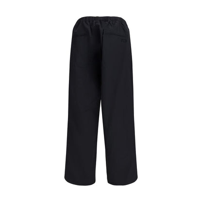 Y-3 Black Nylon Casual Pants with elastic waist and logo, 100% nylon, regular fit, AW25 season.