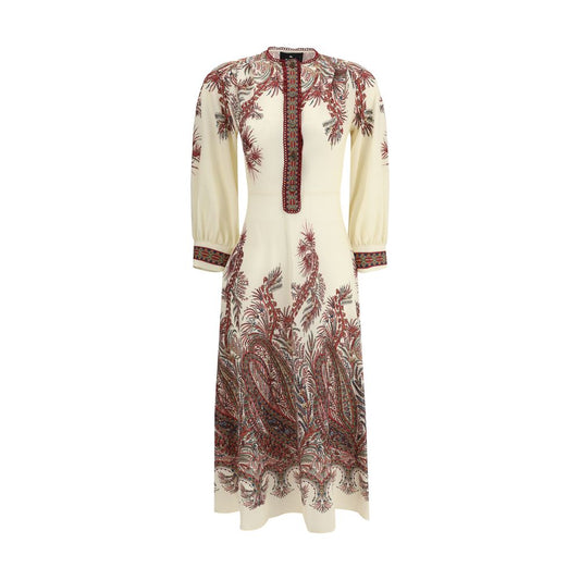 Etro Multicolor Polyester Casual Dress with floral Paisley print, featuring balloon sleeves and metallic buttons, perfect blend of classic and modern design.