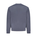 Back view of Hugo Boss Blue Cotton Men Sweater showcasing brushed texture and iconic design, perfect for modern casual luxury.