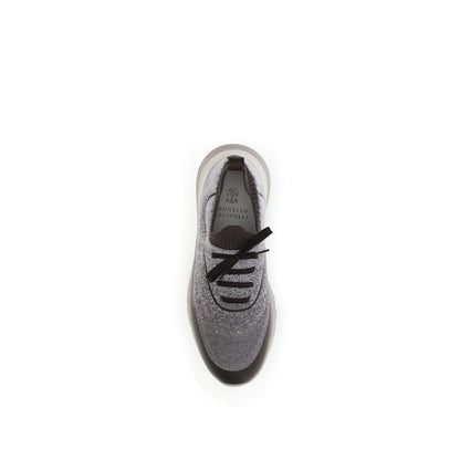 Brunello Cucinelli Gray Cotton Athletic Sneakers