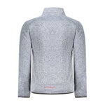 Norway 1963 Blue Polyester Men Sweater with pockets and sleek zipper, featuring branded applique for contemporary style and functionality.