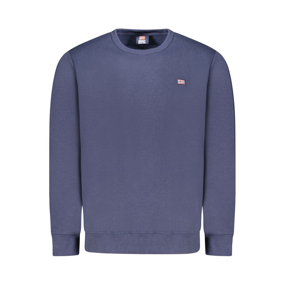 Norway 1963 Blue Cotton Men Sweater featuring classic crew neck with brand appliqué