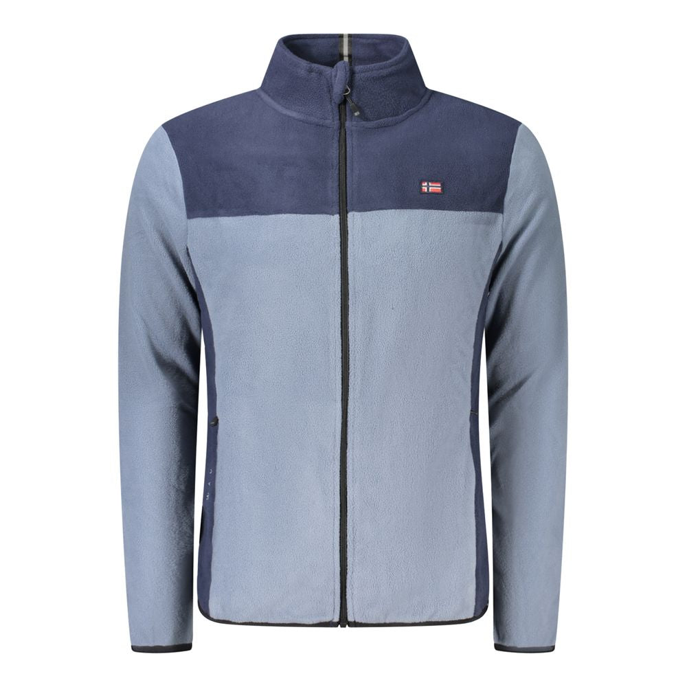 Norway 1963 Blue Polyester Men Sweater with zip pockets and embroidered logo.