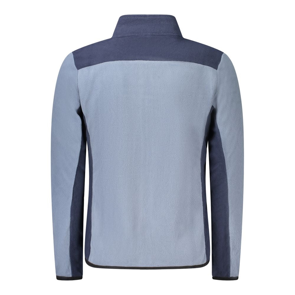 Rear view of Norway 1963 Blue Polyester Men Sweater showcasing contrasting details and luxury embroidery logo for outdoor style.
