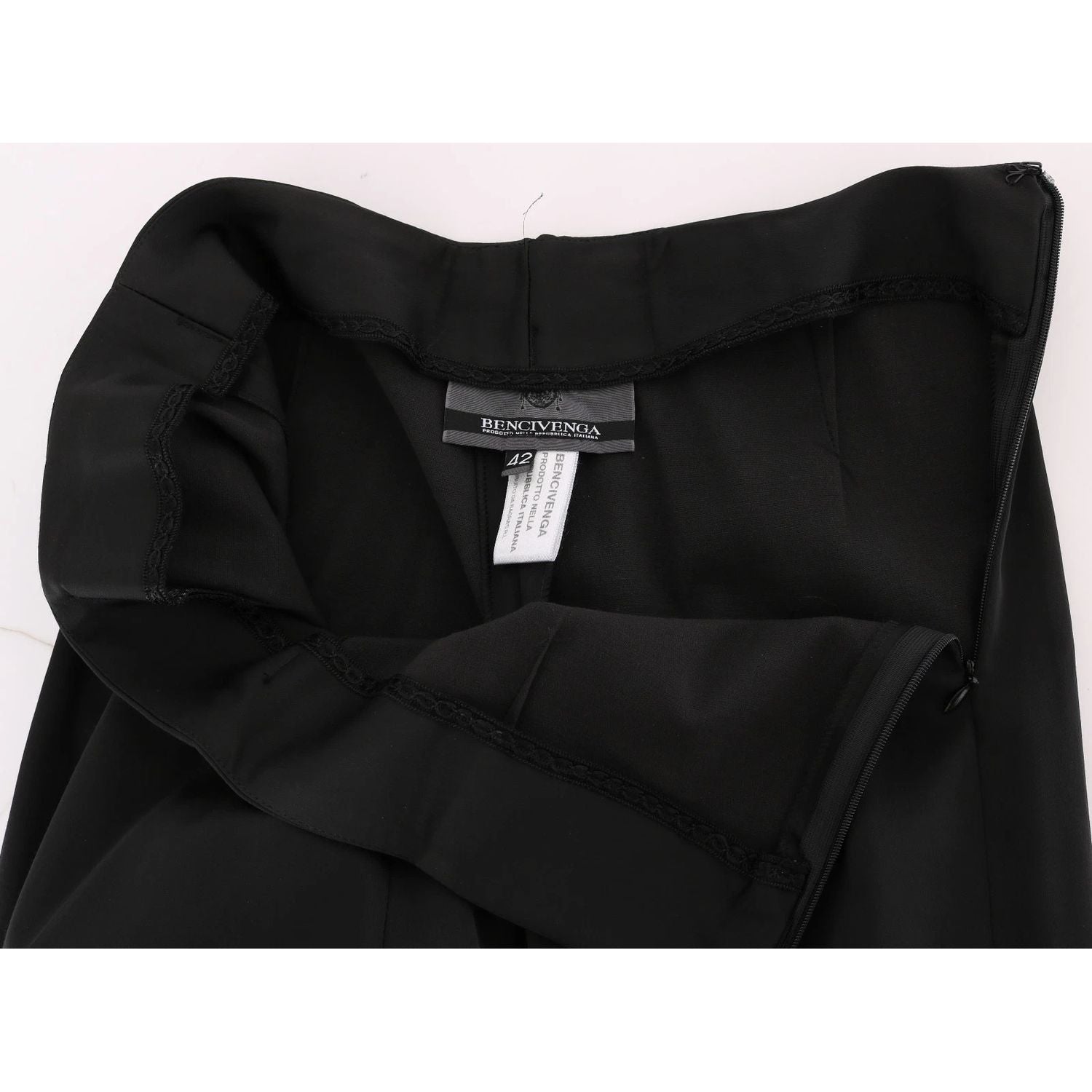 BENCIVENGA Black Stretch Straight Fit Dress Trousers Pants