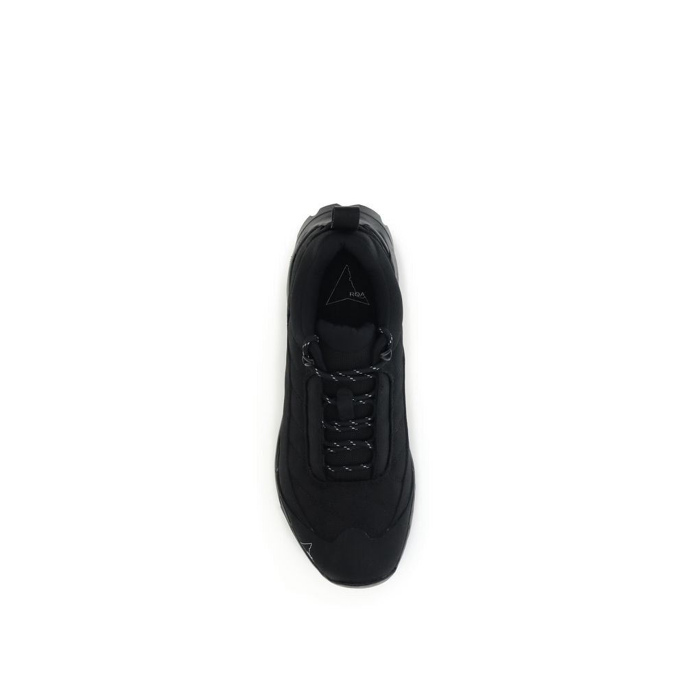 Top view of ROA Black Polyamide Athletic Sneakers showcasing lace-up design and durable nylon upper.