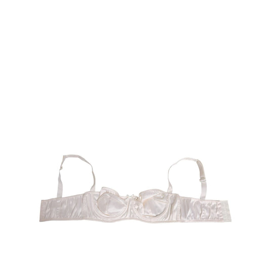 Dolce & Gabbana White Silk Satin Balconnet Lingerie Bra Underwear