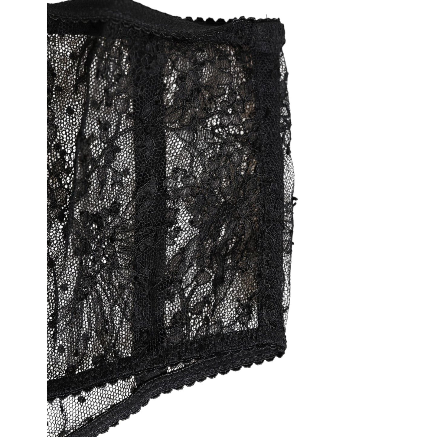 Dolce & Gabbana Black Lace Polka Dot Mesh High Waist Underwear