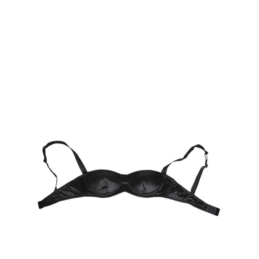 Dolce & Gabbana Black Silk Satin Wireless Lingerie Bra Underwear