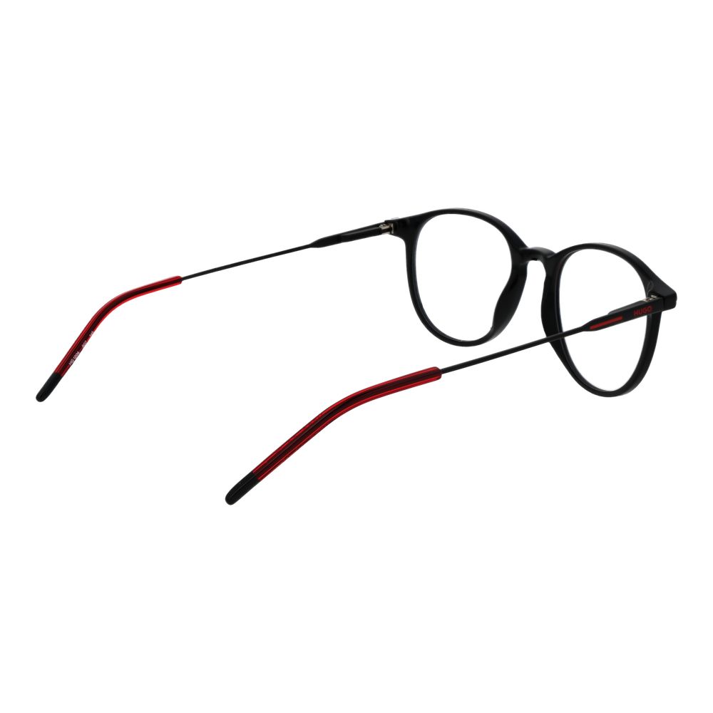 Hugo Boss Black Men Glasses Frame in acetate with full-rim panto style, demo lenses, spring hinges, and 48-18-145 size.