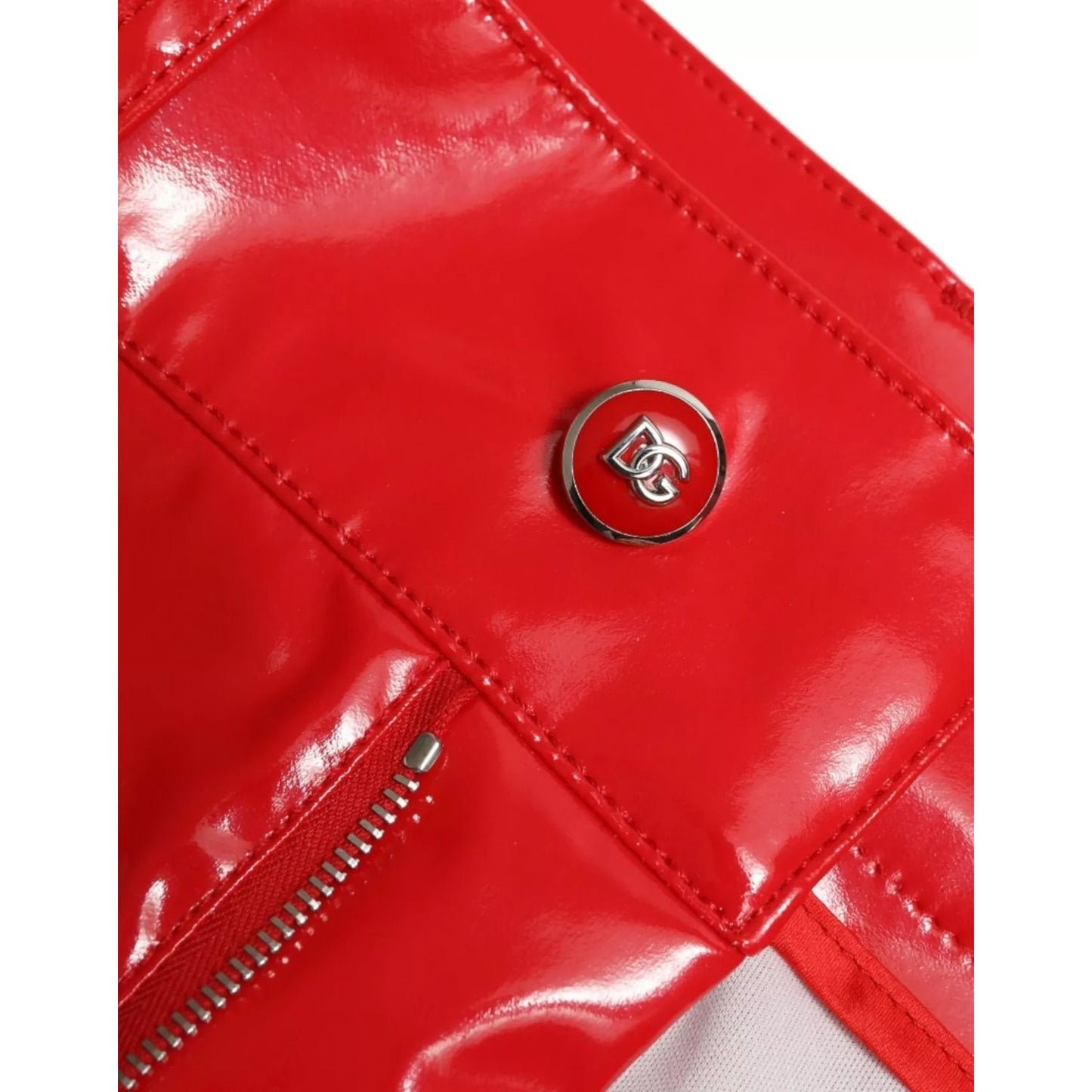 Dolce & Gabbana Red High Waist Skinny Trouser Shiny Pants