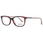 Longines Red Women Glasses Frame in square style with full-rim design, plastic material, demo lenses, and branded case.