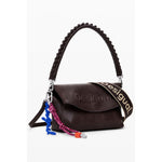 Desigual Brown Polyethylene Women Handbag with logo and contrasting details, featuring external pockets and removable shoulder strap.