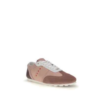 Marni Multicolor Calf Leather Bos Taurus Athletic Sneakers in retro soccer style with suede and rubber sole for comfort.