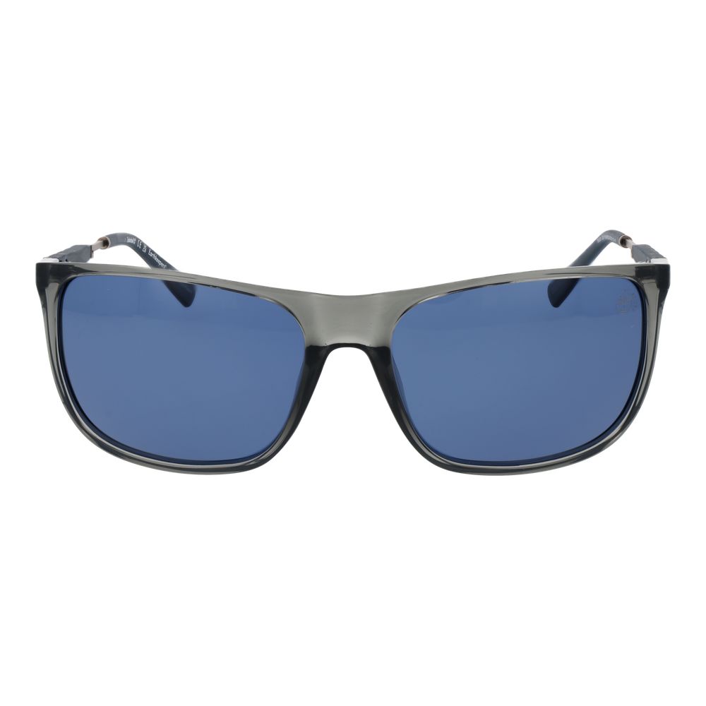 Timberland Gray Men Sunglass with grey plastic full-rim frame and blue polarized lenses, 100% UVA & UVB protection.
