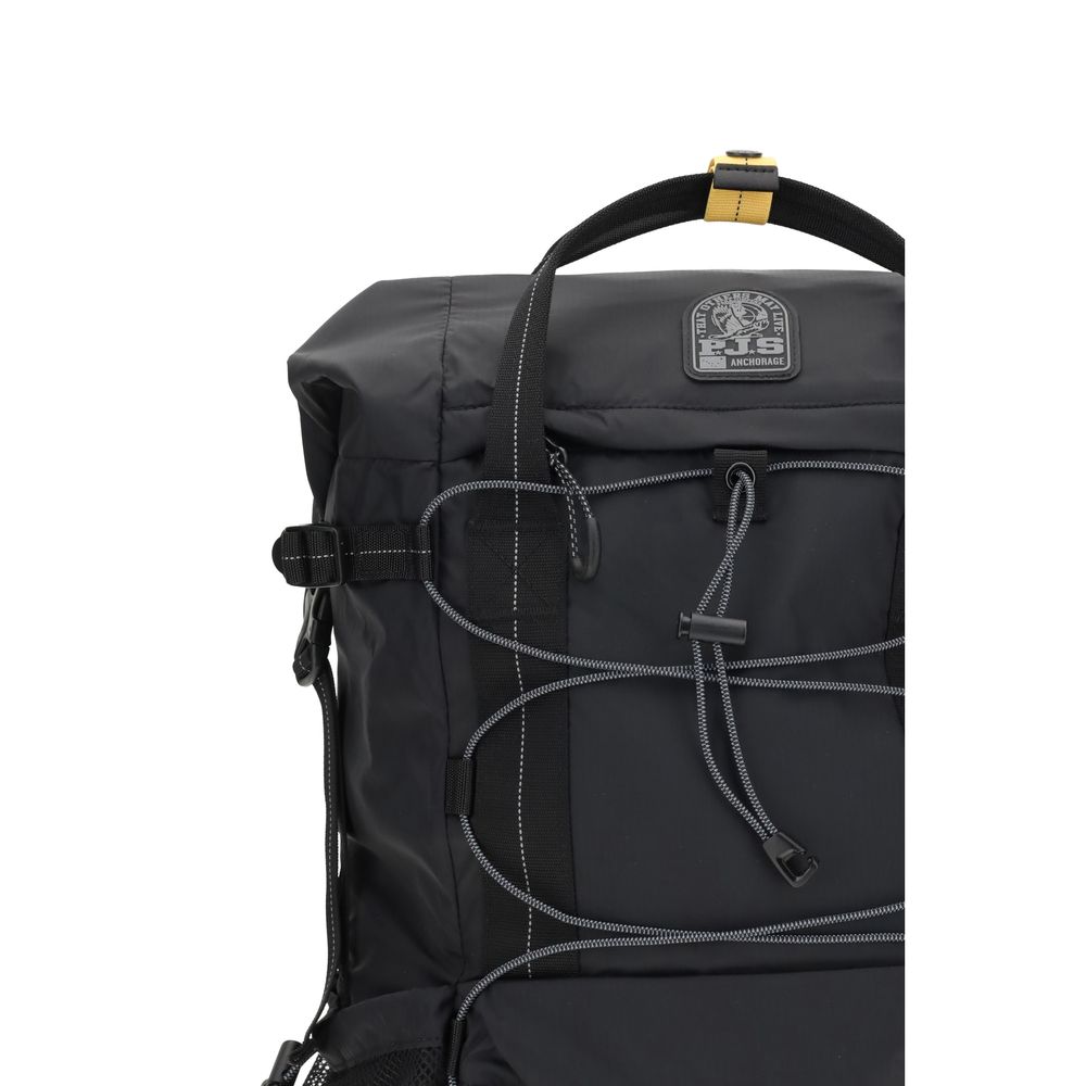 Parajumpers Black Polyamide Backpack with adjustable straps and multiple pockets, perfect for practicality and style.