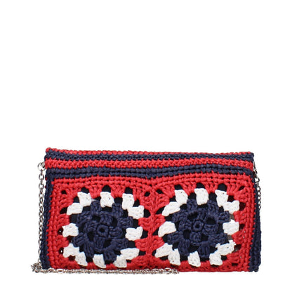 Miu Miu Multicolor Raffia Clutch Bag with removable shoulder strap, featuring vibrant crochet design.