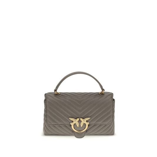 PINKO Love Lady Handbag in calfskin with gold Love Birds logo, quilted design, chain strap, and zipper pocket. AW25 collection.