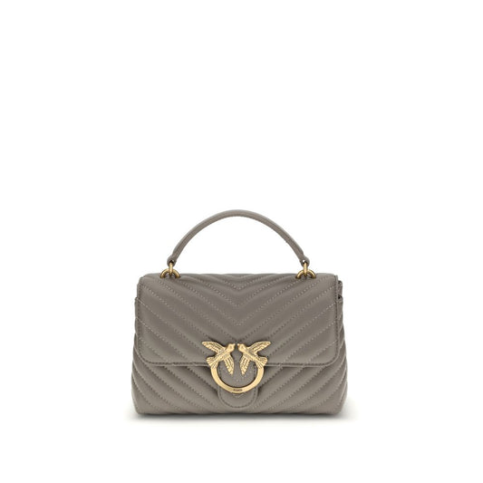 PINKO Love Lady Mini Handbag in quilted calfskin with gold-plated Love Birds logo, removable chain strap, and top handle.
