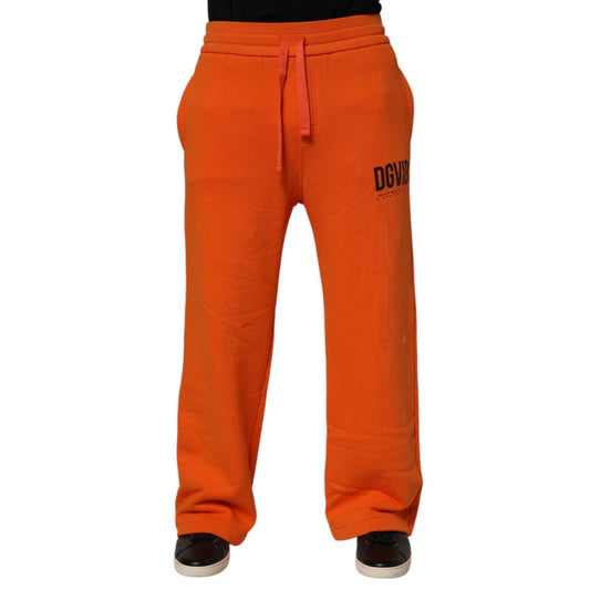 Dolce & Gabbana Orange Cotton DG VIB3 Logo Drawstring Sweatpants Pants