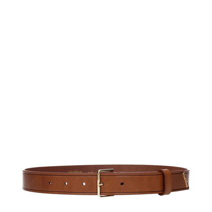 Max Mara Brown Leather Regular Belt with vintage and aged effect, featuring front logo. MPN: 2414501062600001. Code: F84156.