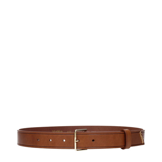 Max Mara Brown Leather Regular Belt with vintage and aged effect, featuring front logo. MPN: 2414501062600001. Code: F84156.