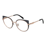 Alt Tag: Emilio Pucci Rose Gold Women Glasses Frame - Metal full-rim cat eye style with demo lenses and plastic temples.