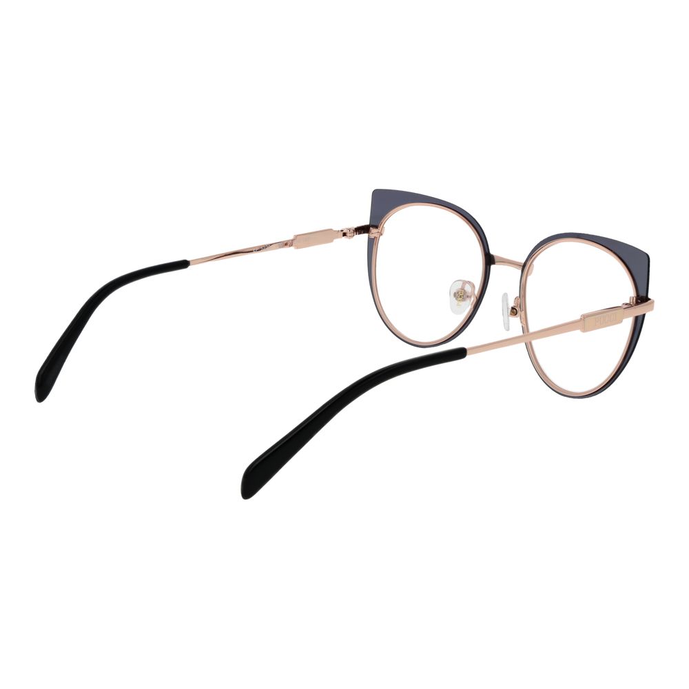 Emilio Pucci Rose Gold Women Glasses Frame, cat eye style, metal full-rim with demo lenses, 51-19-140 size, includes branded case.