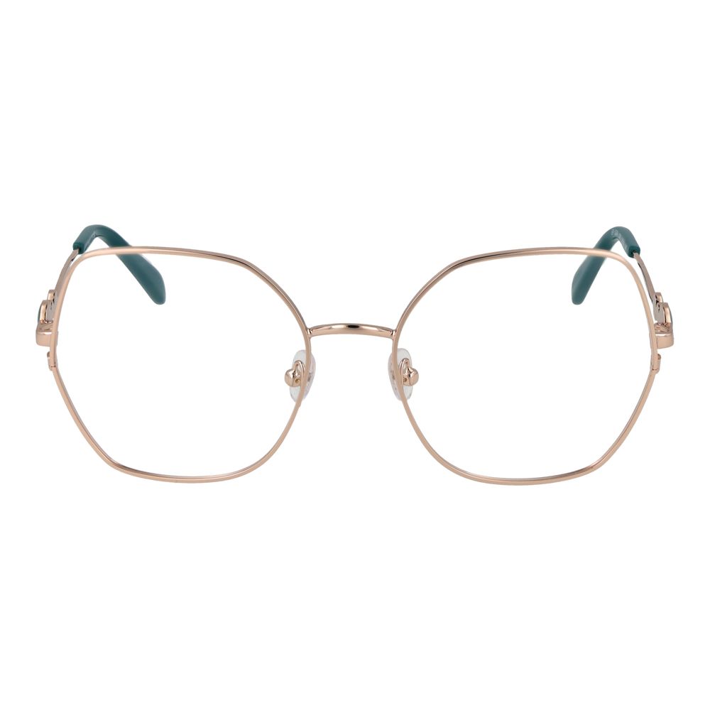 Emilio Pucci Rose Gold Women Glasses Frame in metal full-rim style, 55-18-140, square shape with demo lenses and branded case included.