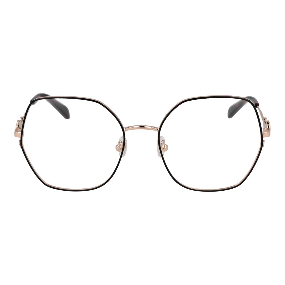 Emilio Pucci Black Women Glasses Frame in full-rim metal design with demo lenses, size 55-18-140, featuring square style and branded case included.