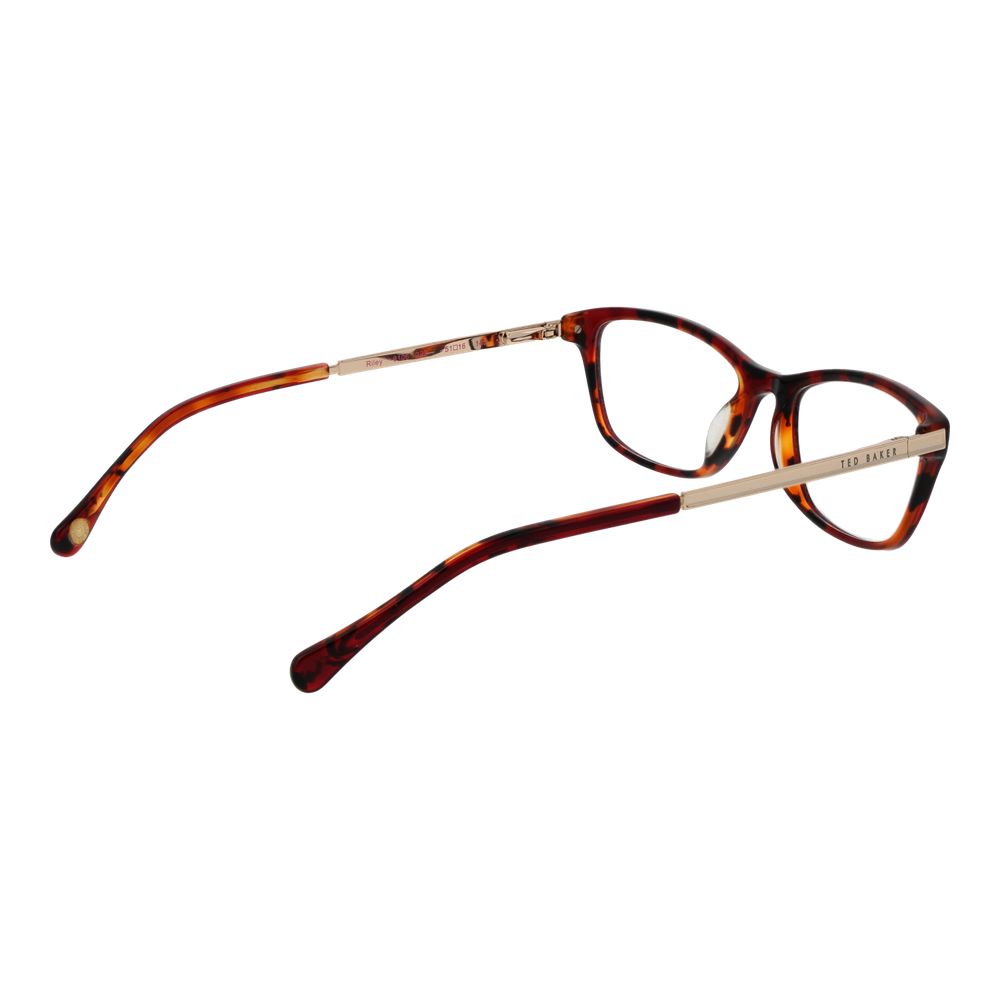 Ted Baker Brown Women Glasses Frame, acetate full-rim rectangle style, 51-16-140 size, demo plastic lenses, spring hinge, branded case included.