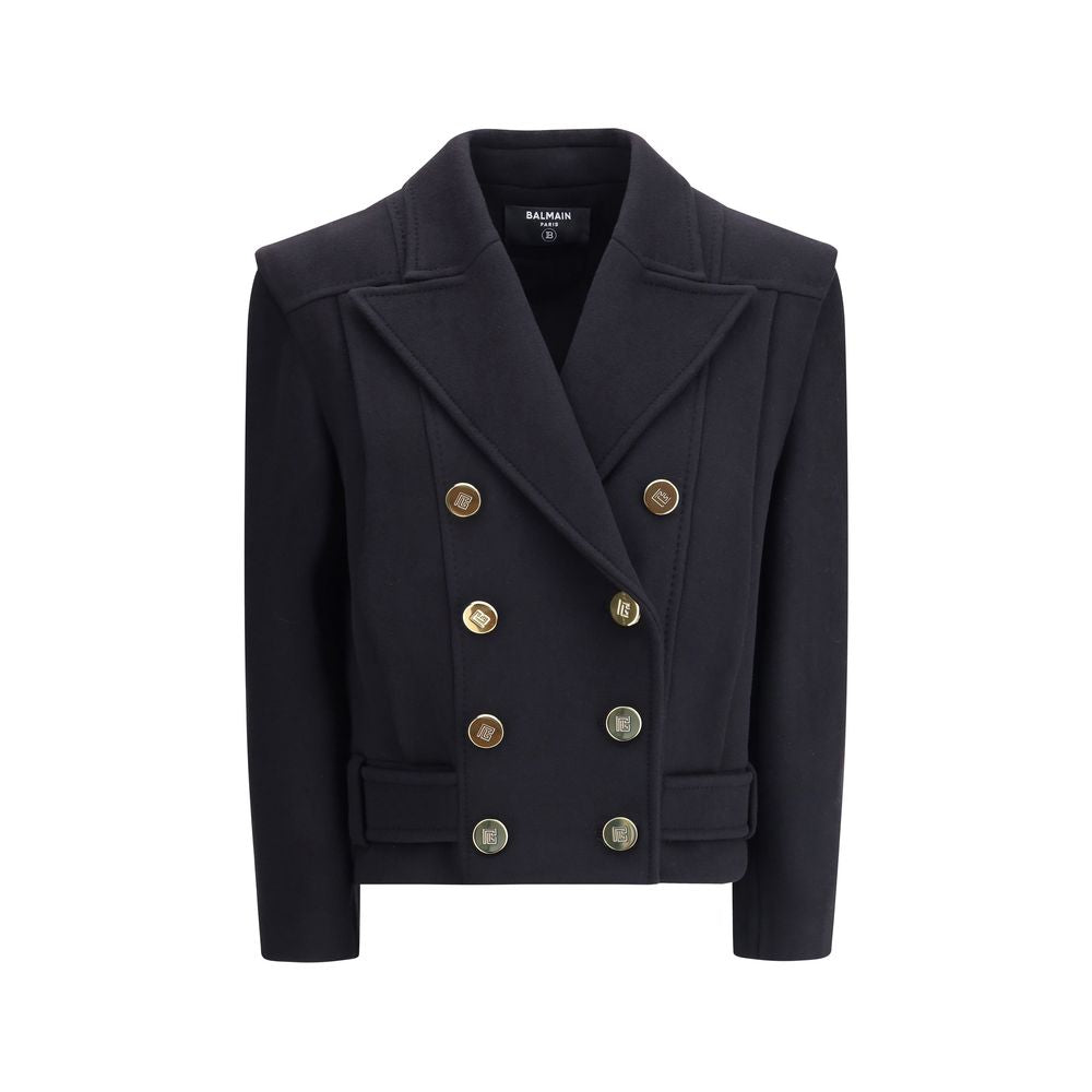 Balmain Black Wool Coat
