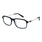 Fila Blue Men Glasses Frame in full-rim rectangle style with metal frame, demo lenses, size 55-16-145, blue color.