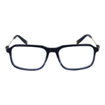 Fila Blue Men Glasses Frame - full-rim metal rectangle design, blue color, size 55-16-145, 55mm lens width, demo plastic lenses included.