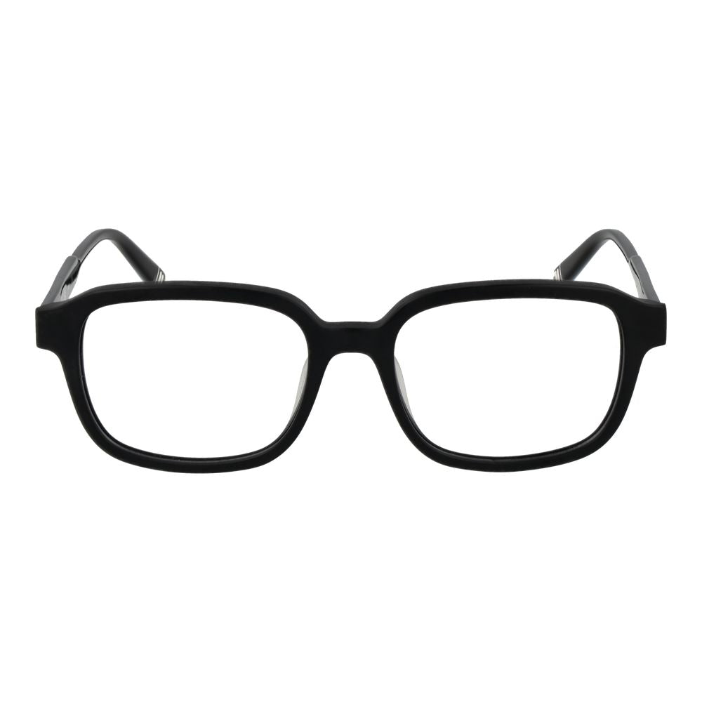 Fila Black Men Glasses Frame, square full-rim design in black cellulose acetate, demo lens, size 51-17-140.