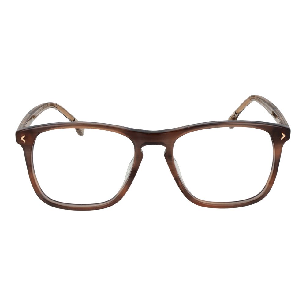 Lozza Brown Men Glasses Frame, cellulose acetate, full-rim, square style, demo lenses, lens width 54, bridge 18, temple 145, size 54-18-145.