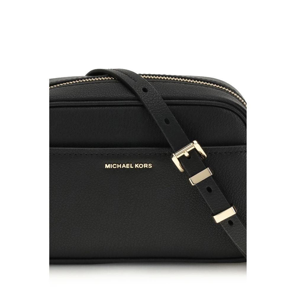 Michael Kors Black Calf Leather Bos Taurus Shoulder Bag with adjustable strap and gold-tone details