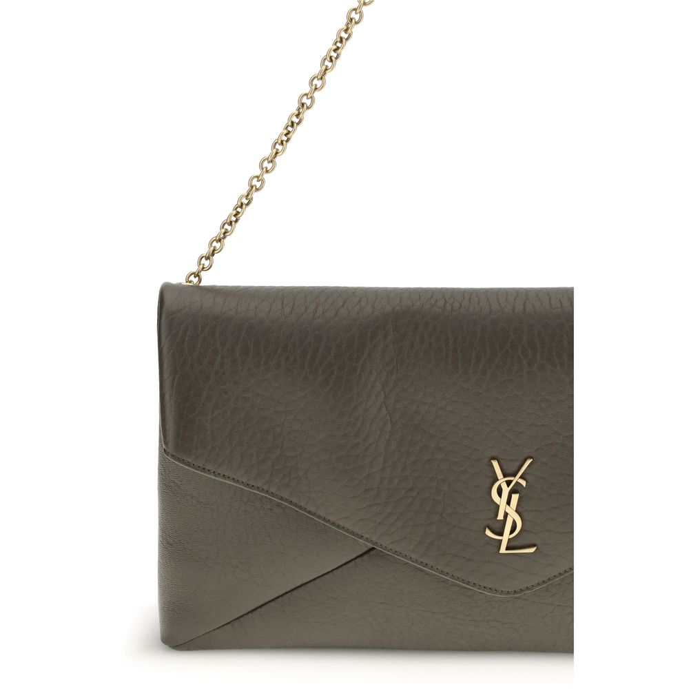 Saint Laurent Green Lamb Ovis Aries Aries Shoulder Bag with chain and YSL logo