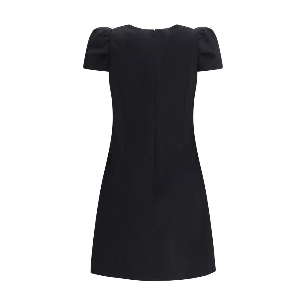 Alexander McQueen Black Wool Casual Dress with zip and hook closure, AW25 collection, fitted silhouette, back view.