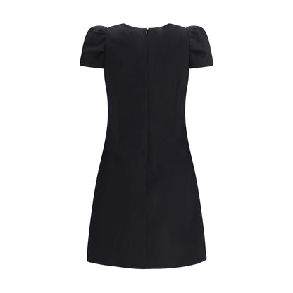 Alexander McQueen Black Wool Casual Dress with zip and hook closure, AW25 collection, fitted silhouette, back view.