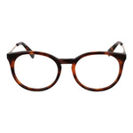 Longchamp Brown Women Glasses Frame with full-rim metal design and demo lenses, featuring a stylish panto shape for women.