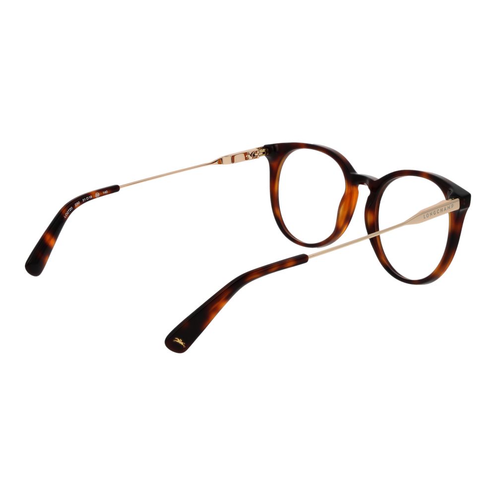 Longchamp Brown Women Glasses Frame with full-rim metal frame, demo lenses, and spring hinge, ideal for stylish women.