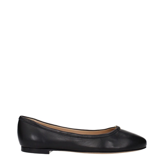 Chloé Black Leather Ballet Flats featuring front detail, MPN CHC24S973H7001, code F84533, designer footwear classic style.
