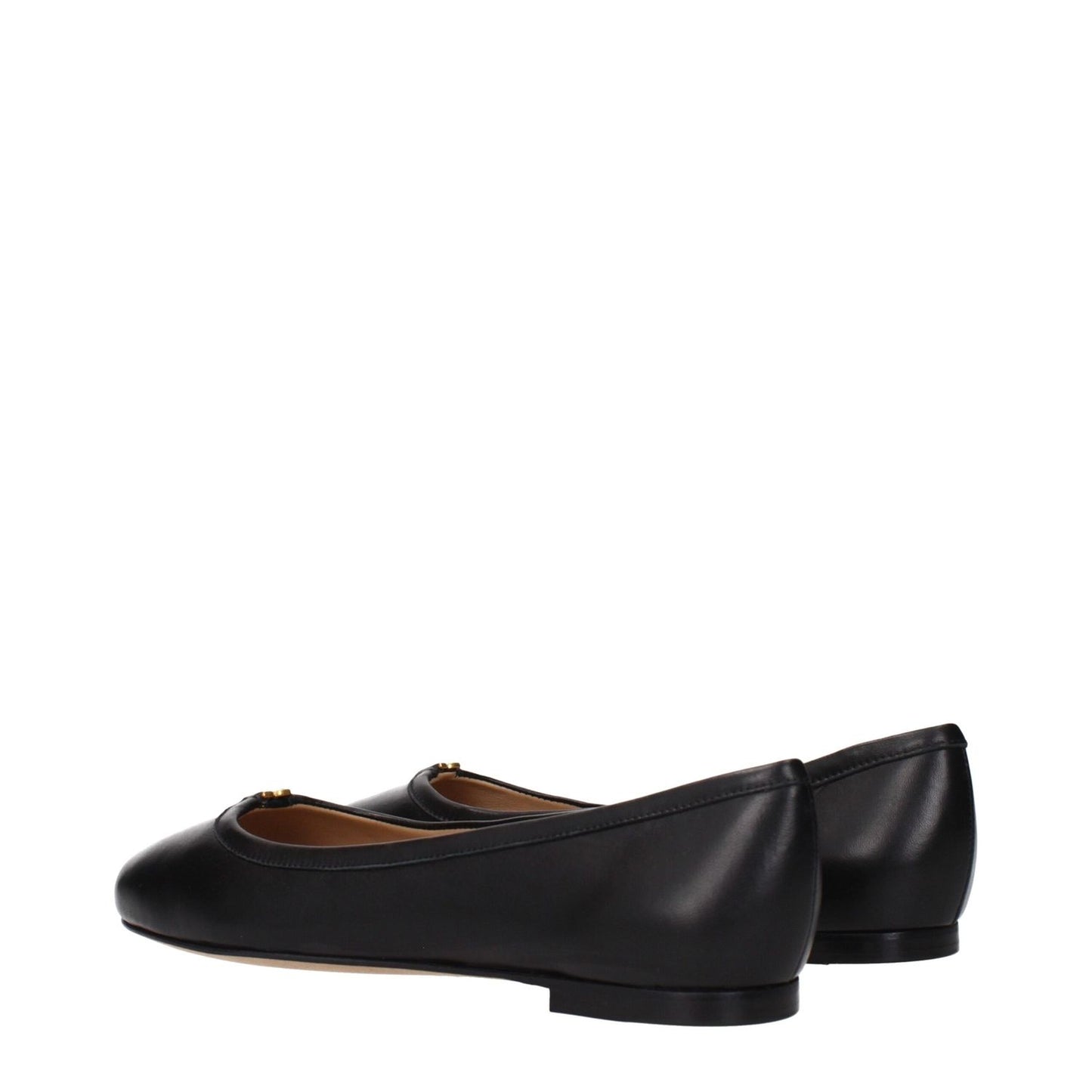 Chloé Black Leather Ballet Flats with stylish front detail, MPN CHC24S973H7001, code F84533, featuring elegant design and premium leather finish.