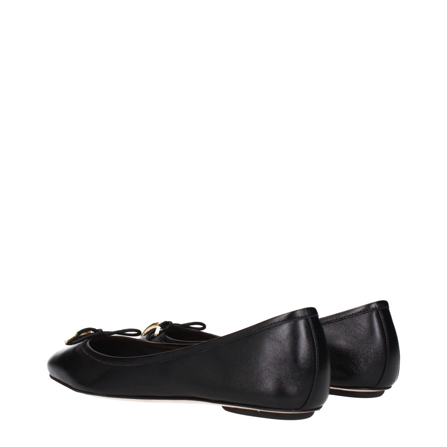 Chloé Black Leather Ballet Flats, MPN CHC25S08HQN001, featuring front detail and elegant design in black leather, code F84532.
