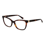 Longchamp Brown Women Glasses Frame, full-rim acetate cat eye style with demo lenses, 54-17-140 size, includes branded case.